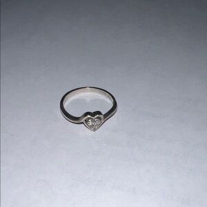 Michael Hill Silver Heart Accent Ring with Diamonds